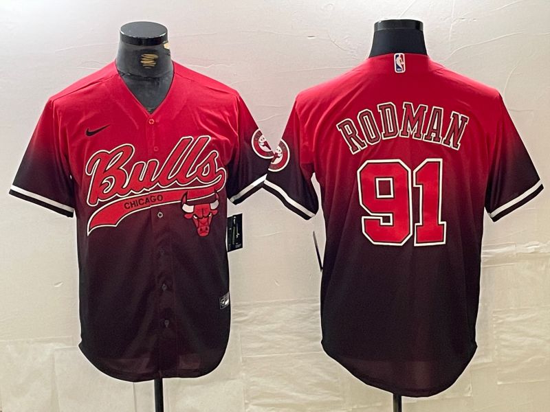 Men Chicago Bulls 91 Rodman Red Jointly 2024 Nike NBA Jersey style 1